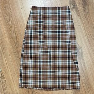 Brandy Melville Brown Plaid Pencil Skirt